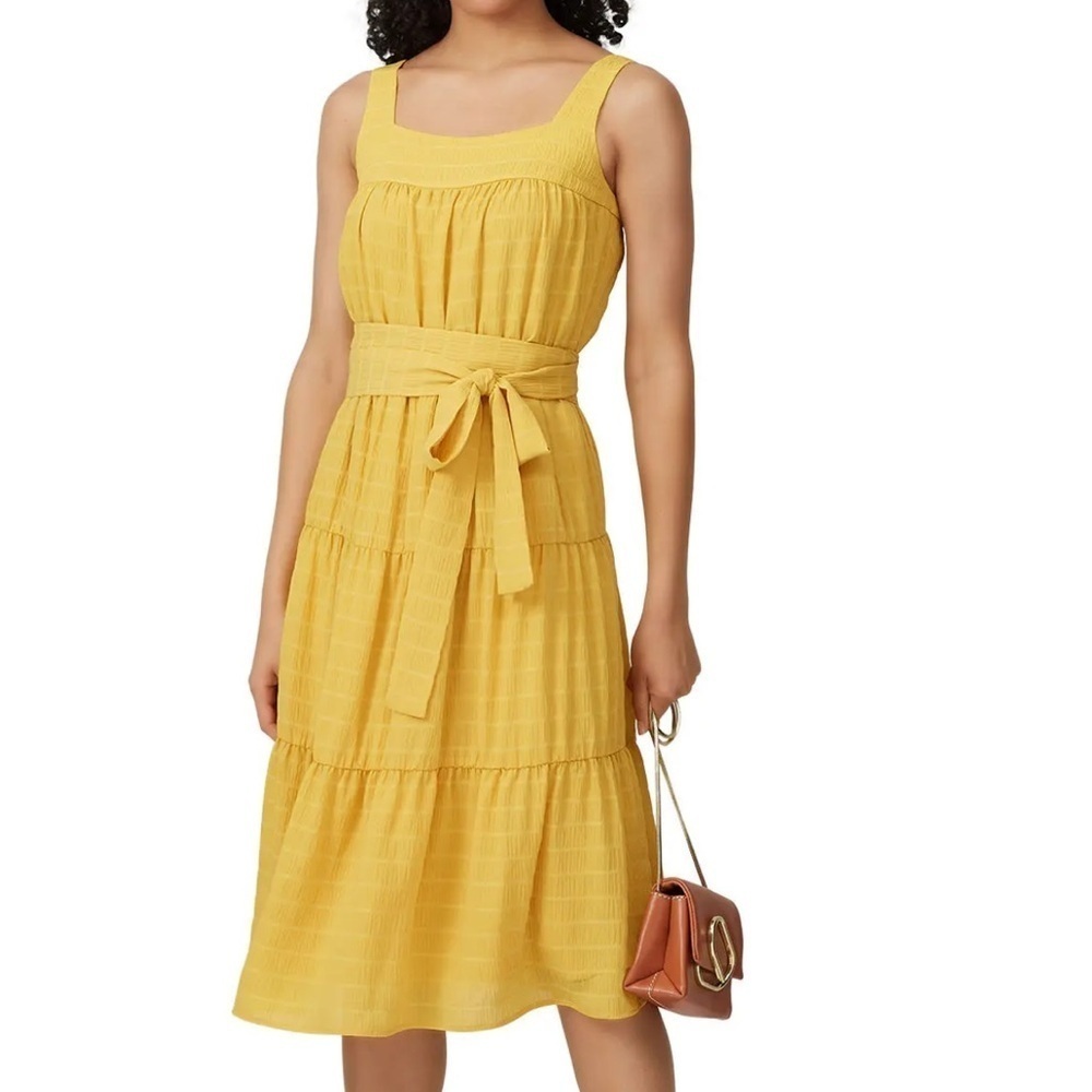 Slate + Willow Tiered Midi Dress Golden Yellow dress